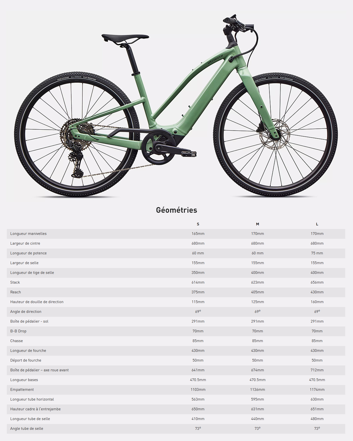 Guide de taille du vélo électrique Turbo Vado SL 2 4.0 Step-Through année 2027